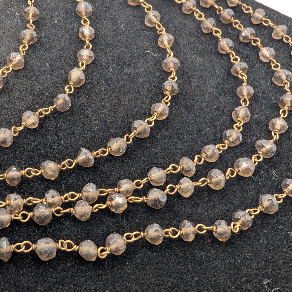 NASHELLE Beaded Necklace Tiered Gold with Gray Brown Beads - Picture 7 of 9